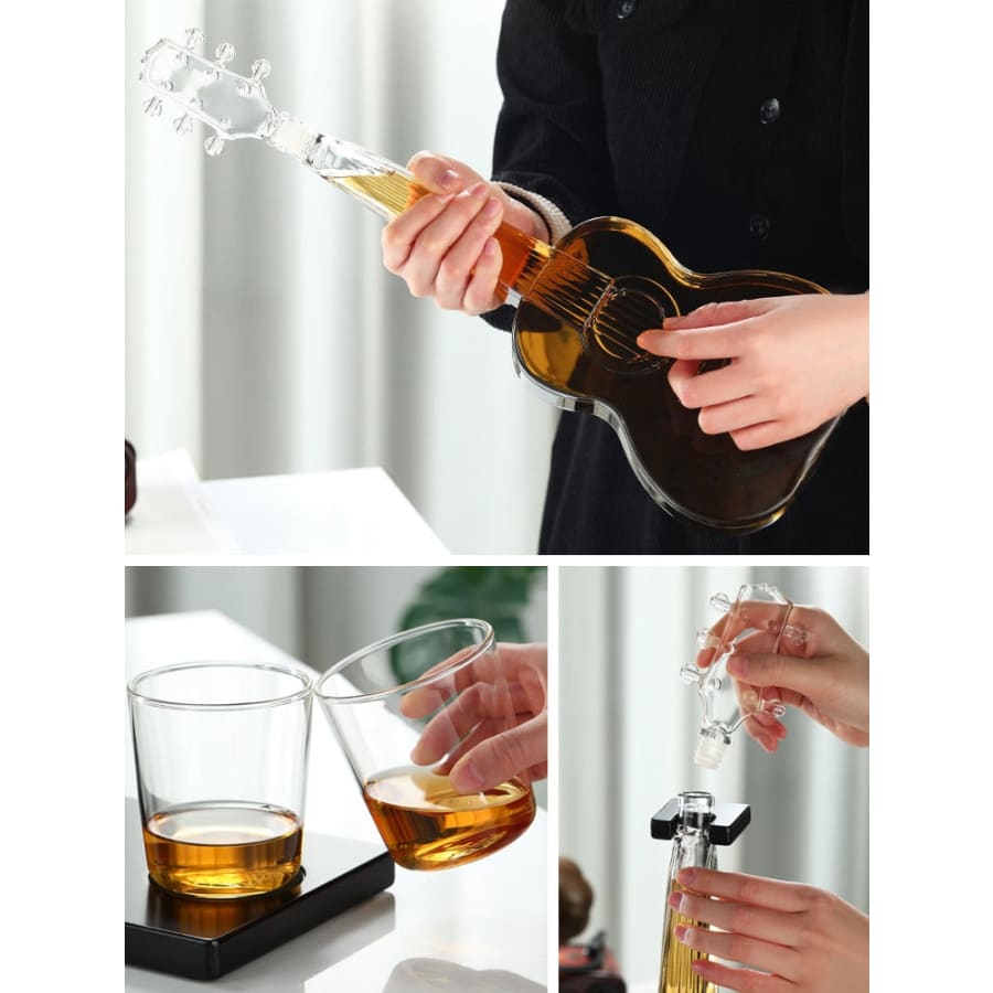 Guitar Shape Whiskey Glasses Decanter Set