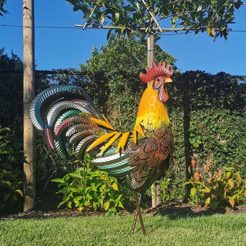 Iron Rooster Garden Sculpture