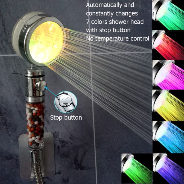LED Mineral filtration High Pressure Shower Head