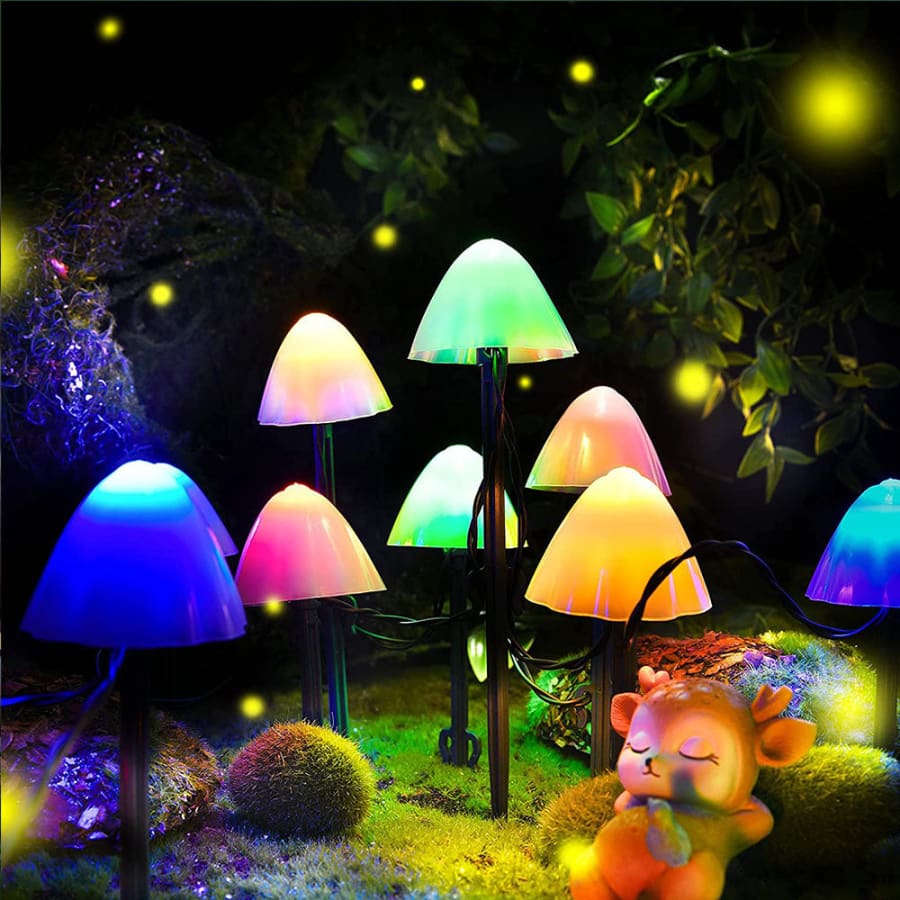 LED Solar Mushroom String Lights