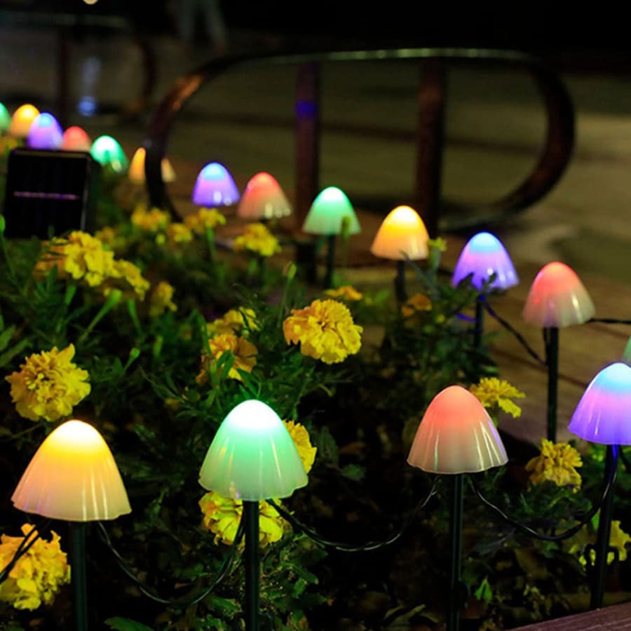 LED Solar Mushroom String Lights