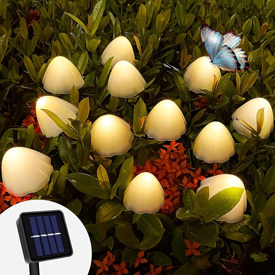 LED Solar Mushroom String Lights