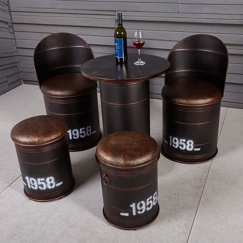 Metal Barrel Luxury Table Chair Set