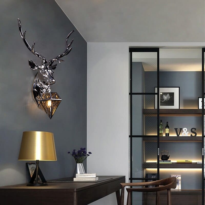 Modern Deer Head Resin Wall Lamp