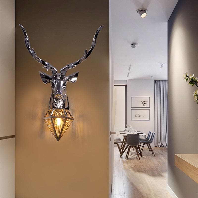 Modern Deer Head Resin Wall Lamp