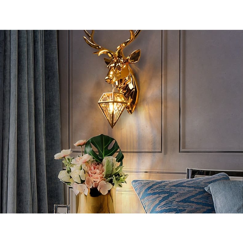 Modern Deer Head Resin Wall Lamp