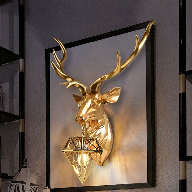 Modern Deer Head Resin Wall Lamp