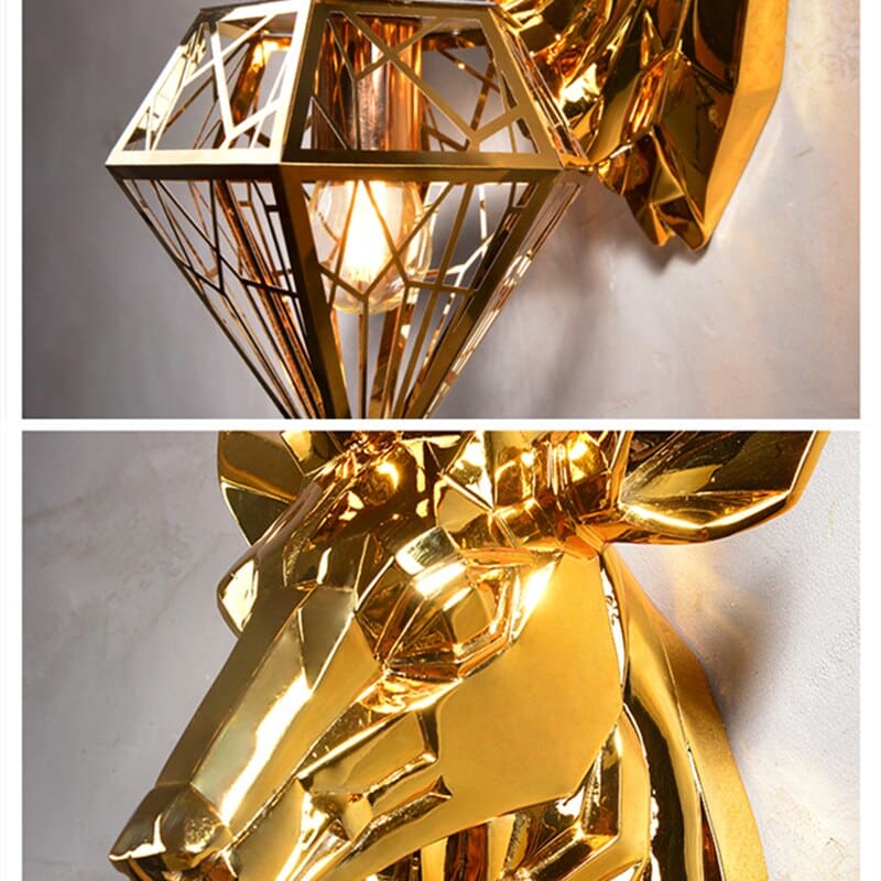 Modern Deer Head Resin Wall Lamp