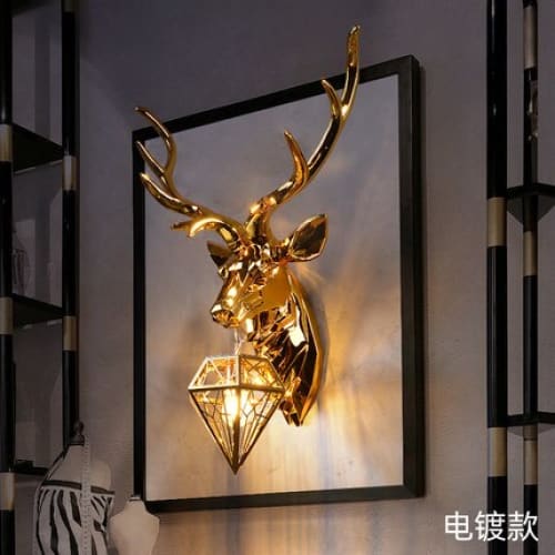 Modern Deer Head Resin Wall Lamp