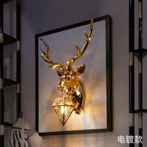 Modern Deer Head Resin Wall Lamp