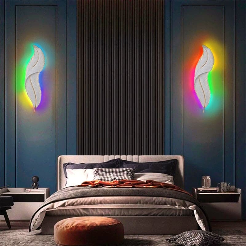 Modern Feather RGB Led Wall Lamp