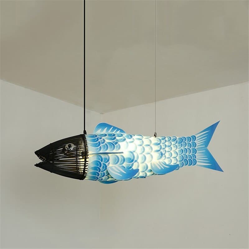 Modern Wooden Big Fish Pendant Light Fixture