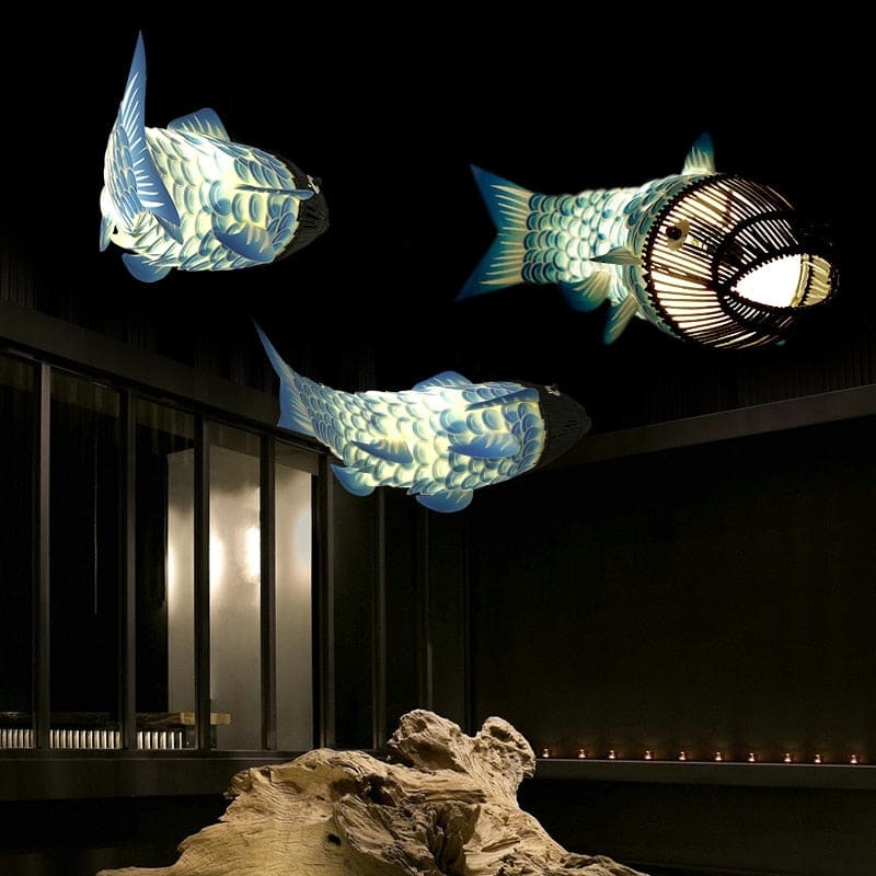 Modern Wooden Big Fish Pendant Light Fixture