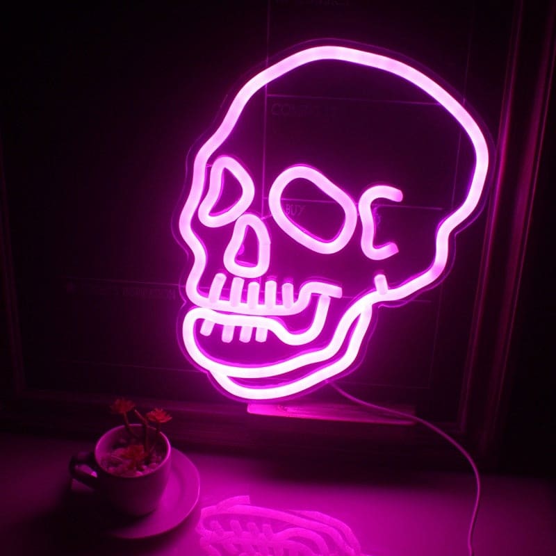 Pink Skull Neon Sign