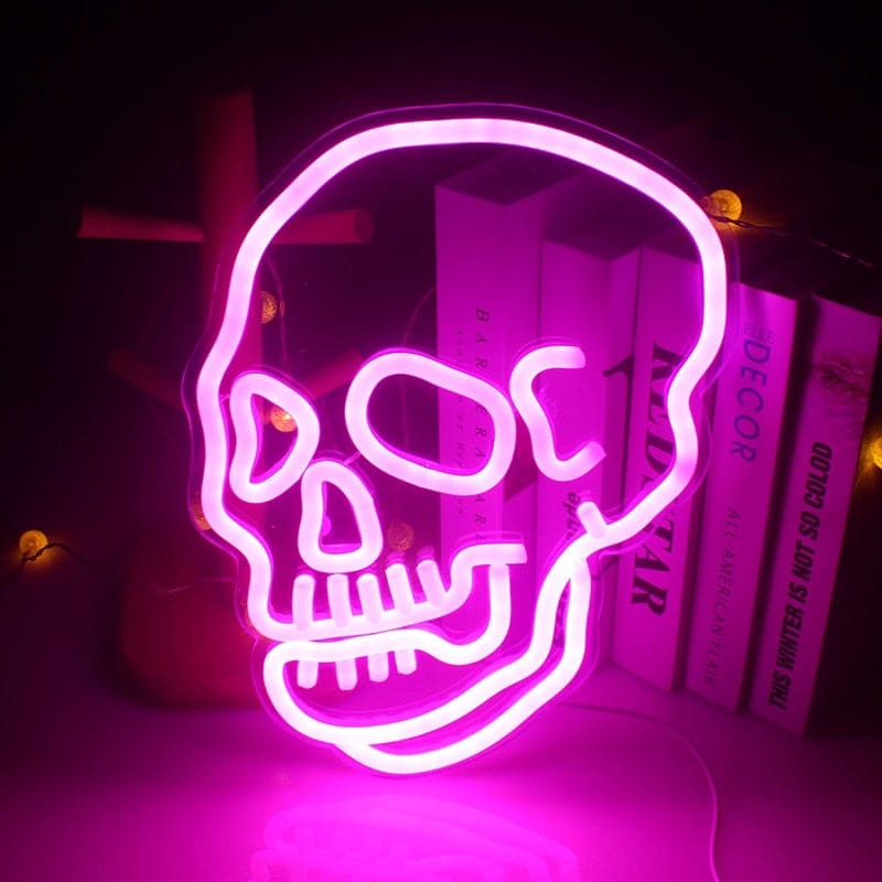 Pink Skull Neon Sign