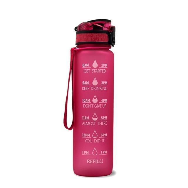 1L Frosted Gradient Water Bottle With Time Marker