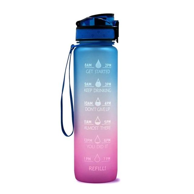 1L Frosted Gradient Water Bottle With Time Marker