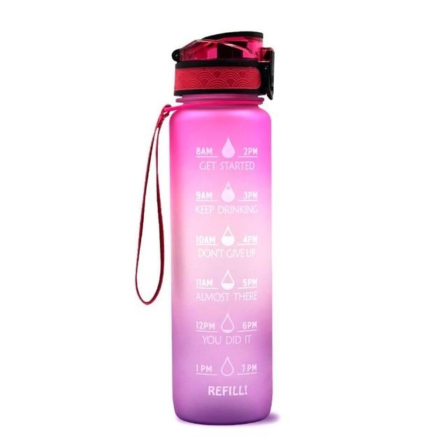 1L Frosted Gradient Water Bottle With Time Marker