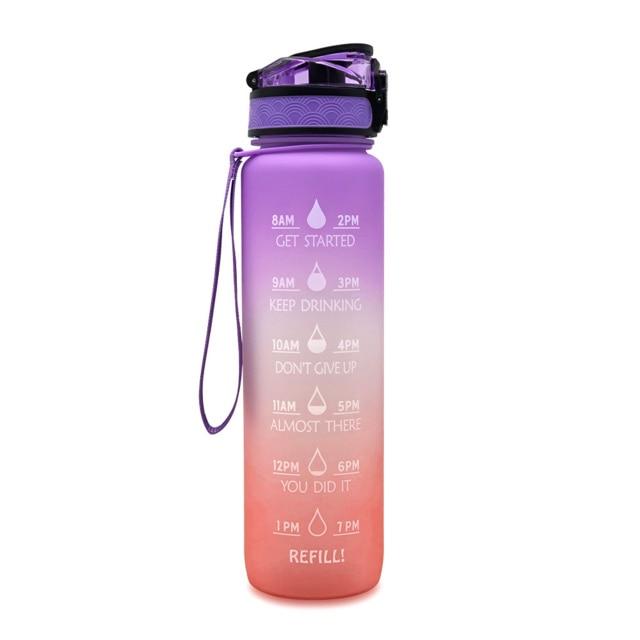 1L Frosted Gradient Water Bottle With Time Marker