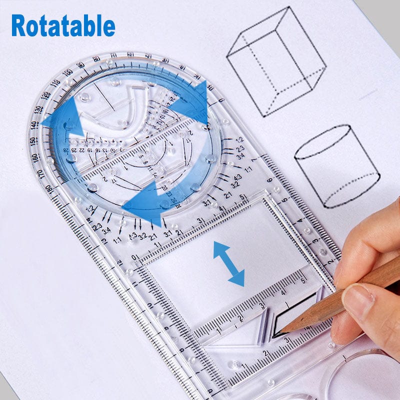 Multifunctional Rotatable Geometric Ruler