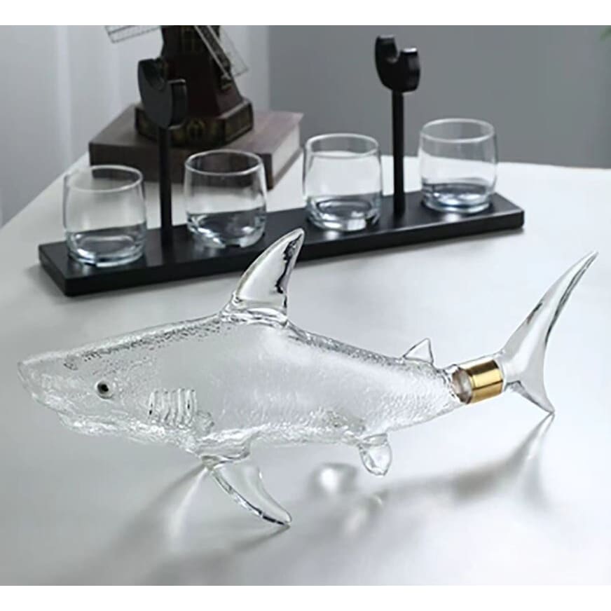 Shark-Shaped Glass Decanter Set