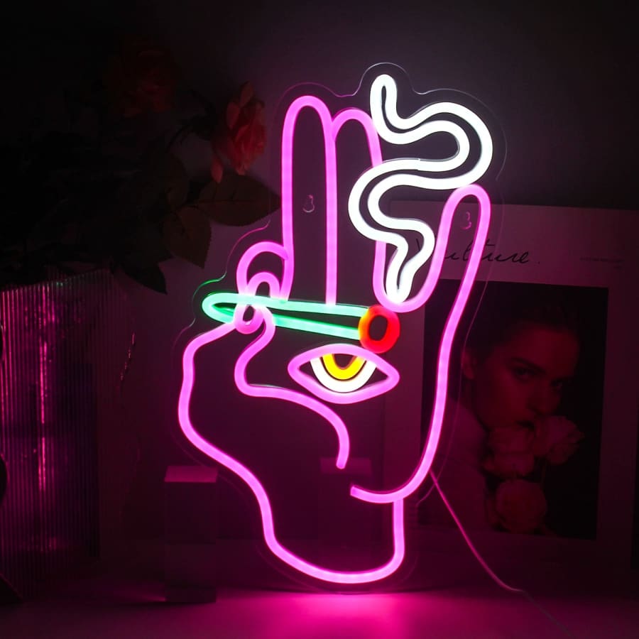Smoking Hand Eye Neon Sign