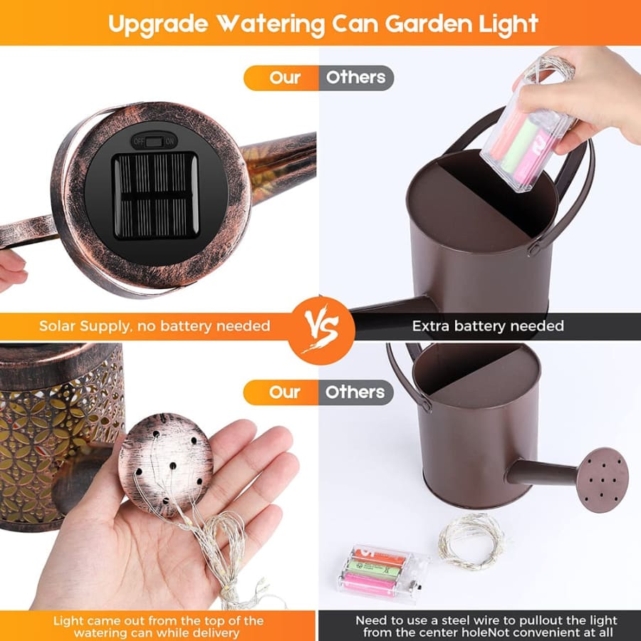 Solar Watering Can Hanging Light