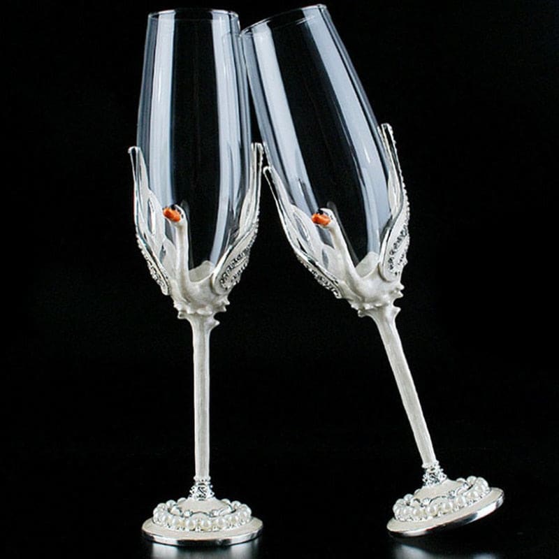 Swan Champagne Wine Glasses