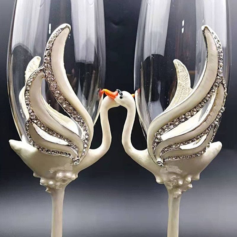 Swan Champagne Wine Glasses