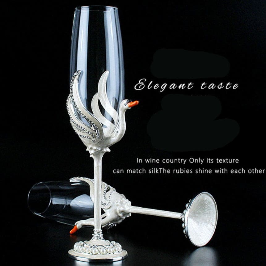 Swan Champagne Wine Glasses