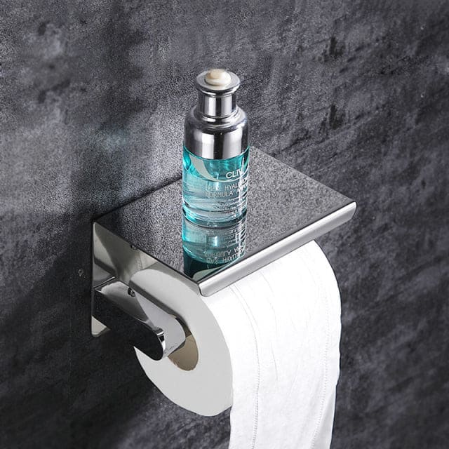 Wall Mount Toilet Paper With Shelf