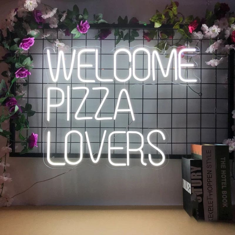 Welcome Pizza Lovers Neon Sign