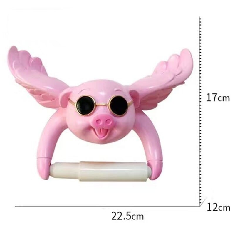 Winged Pig Tray Toilet Paper Holder