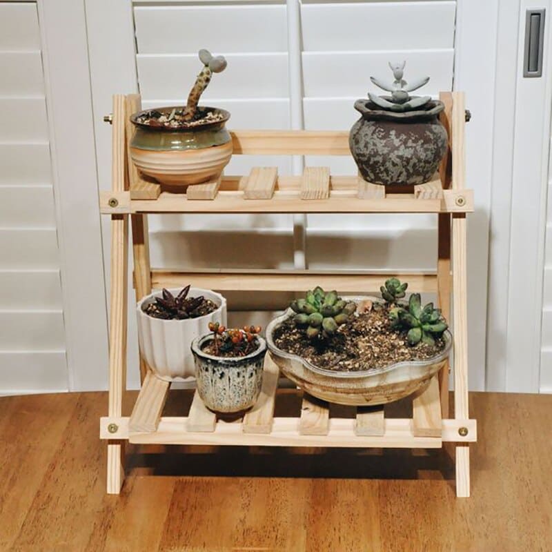 Wooden Double Layer Shelf Home Storage